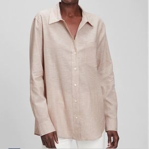 GAP Linen Easy Shirt Flax Linen Colored Oversized Button Down Blouse Size S